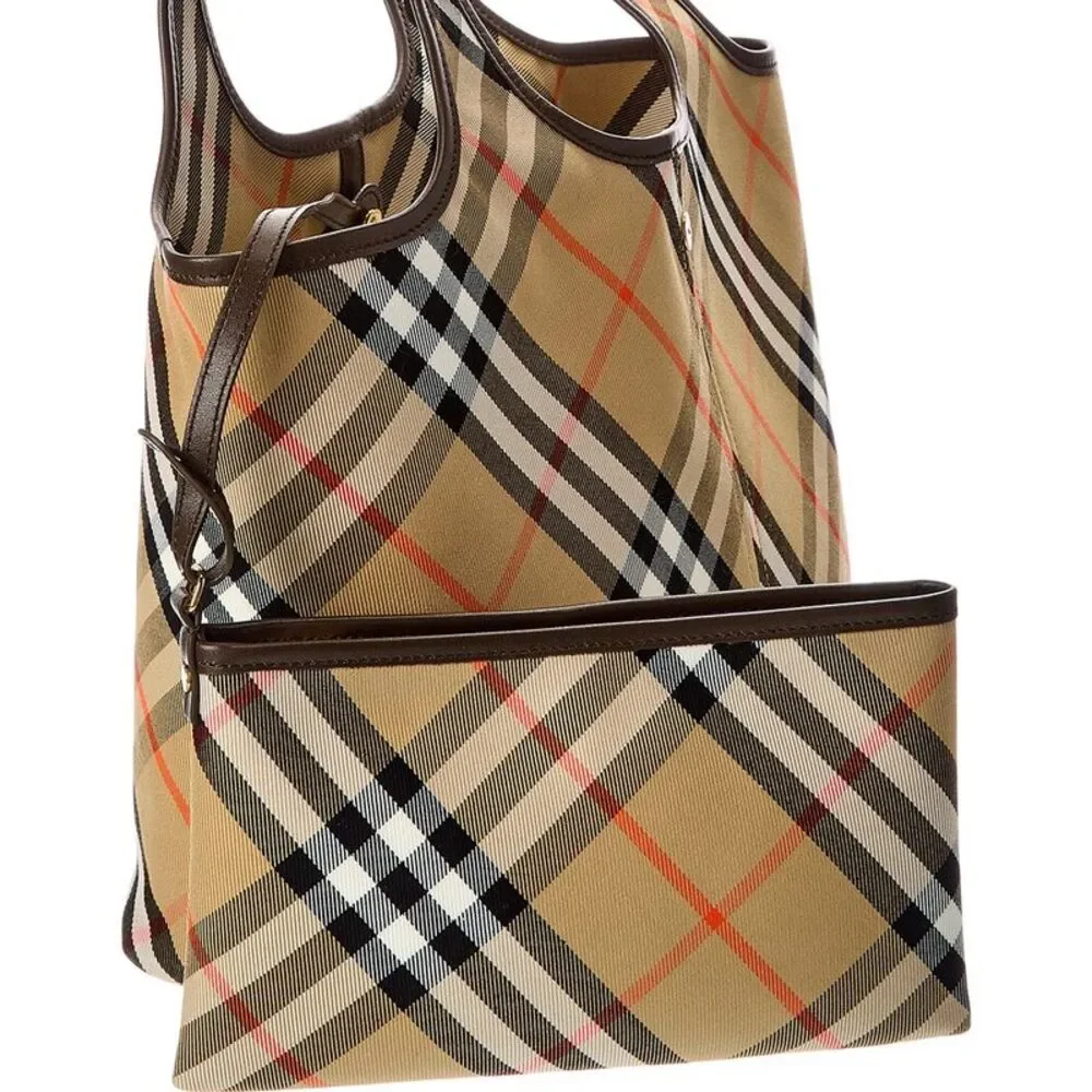Burberry Check Canvas & Leather Tote (Authentic Pre-Loved), Brown - Picture 3 of 4